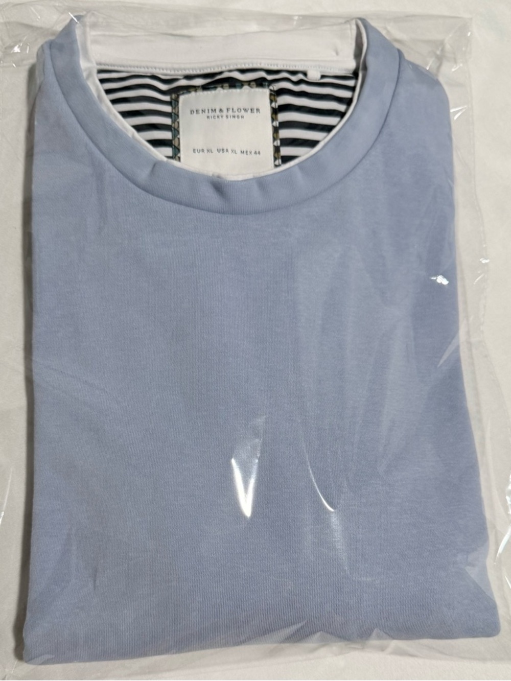 Denim & Flower Ricky Singh Light Blue Men’s Pullover Sweater Layered White XL